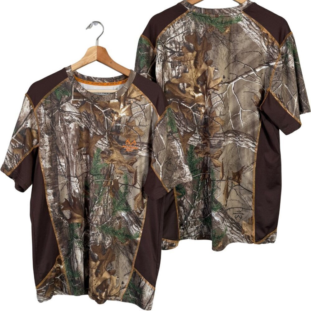 Realtree Short Sleeve Dri More Tech Camo Shirt Men's Medium Camouflage Hunting